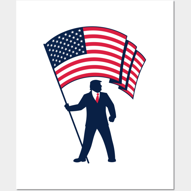 President Trump Bearing the Flag of the USA Wall Art by Malchev